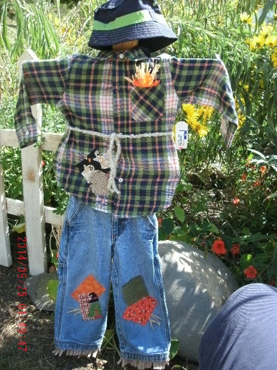scarecrow costume Halloween boys 3T denim jeans 3T plaid