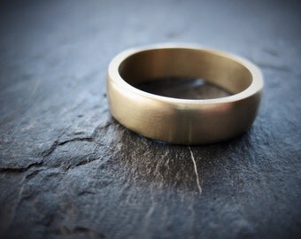 Classic Men's Wedding Ring in Rose Gold, White Gold, or Yellow Gold //\\ 6.5mm 14k 18k Recycled Gold Wide Satin Finish Thick Durable