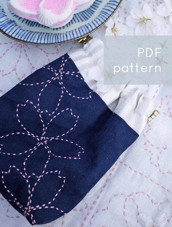 cherry blossoms sashiko pattern modern hand embroidery