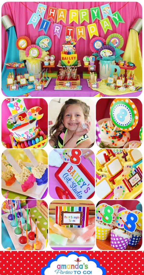Art Party Printable - Art Birthday - Artist Party - Rainbow Birthday -Huge Party Set by Amanda's Parties TO GO Il_570xn
