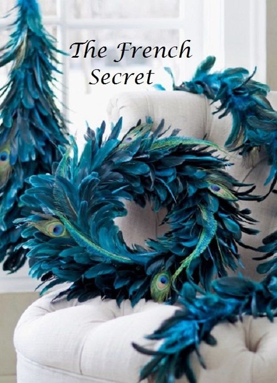 Christmas Peacock Garland Decoration Blue by TheFrenchSecret