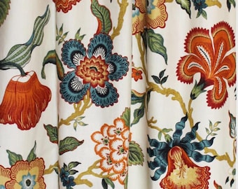 Celerie Kemble Hothouse Flowers in Spark- Custom Pleated Drapes (comes in 4 colors)