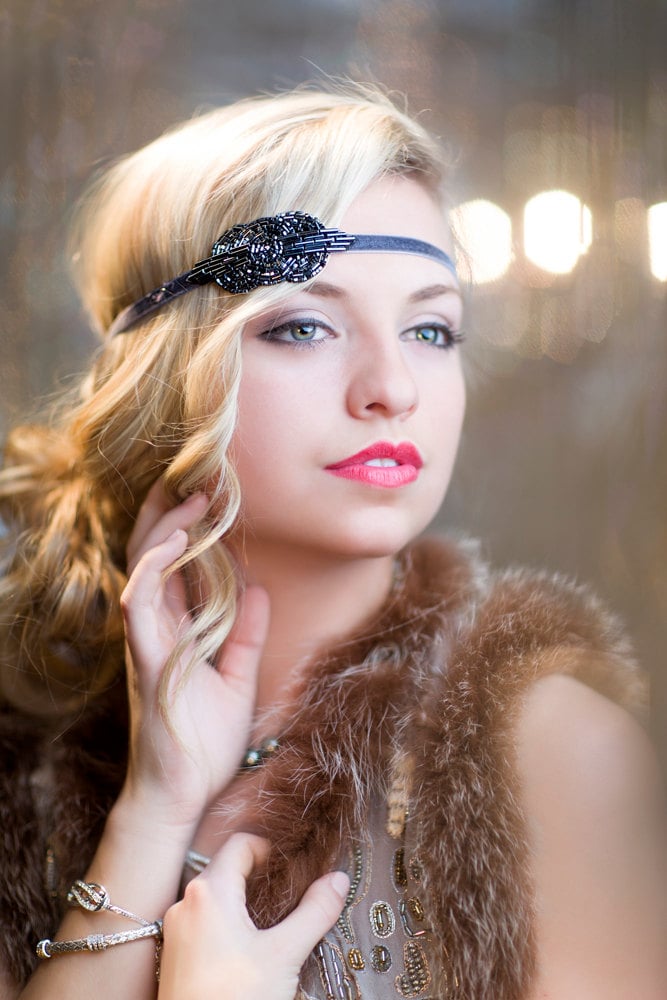 1920s Flapper Headpiece The Great Gatsby Headband Art Deco
