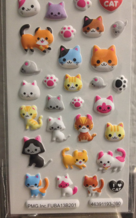 Puffy 3D  Kawaii Cat  Stickers  cute tiny