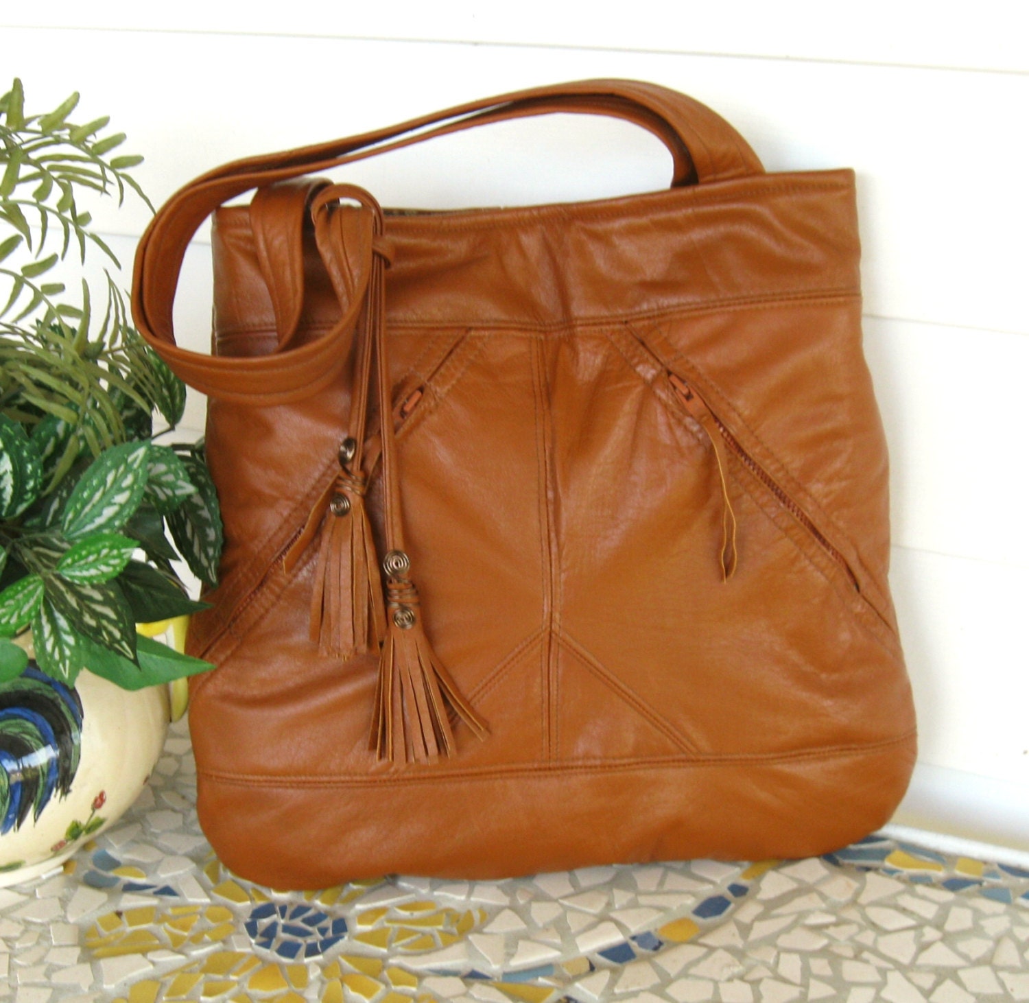 Sale Was 139.00 Recycled Leather Handbag Tote by CarolinaPurses