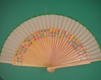 Ditsy Floral Wooden Hand Fan Standard 24cm