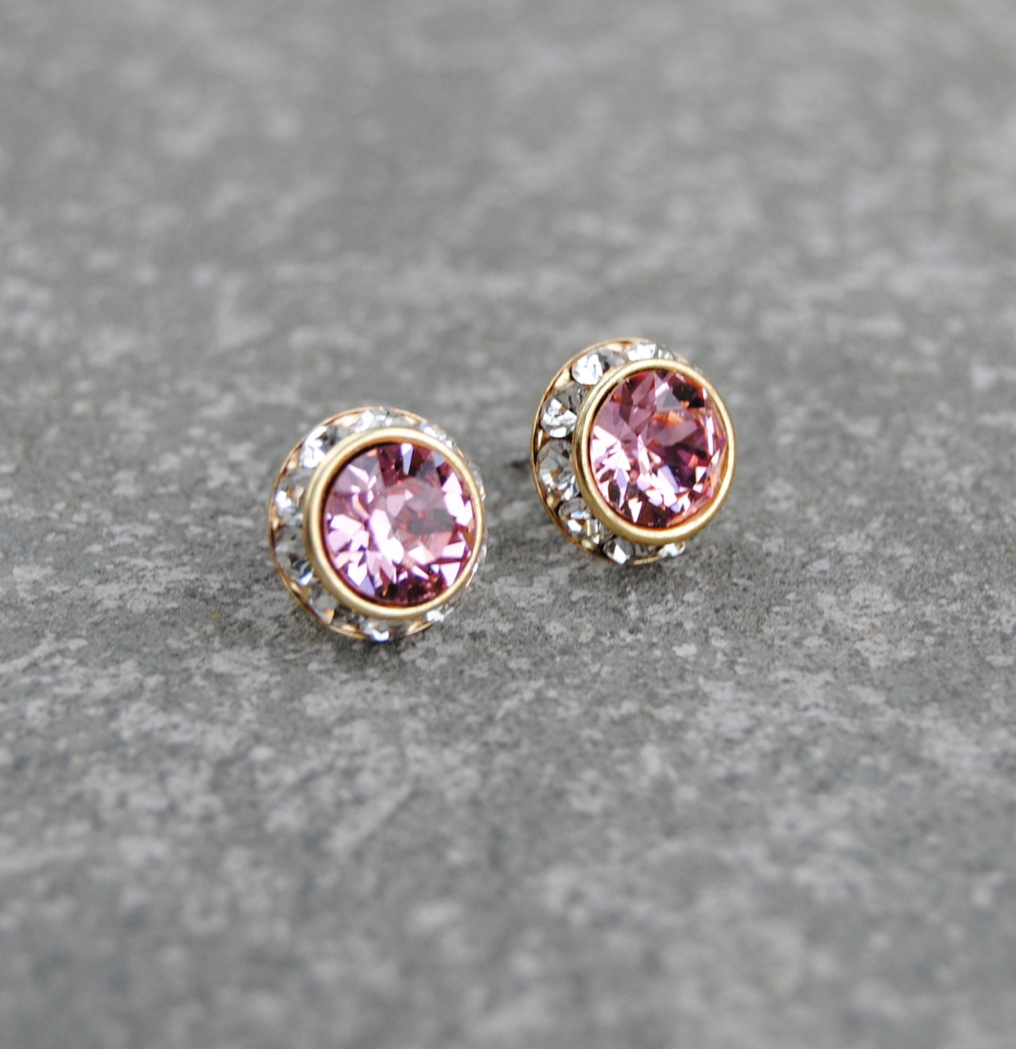 Light Pink Earrings Diamond Rhinestone Stud Earrings Swarovski