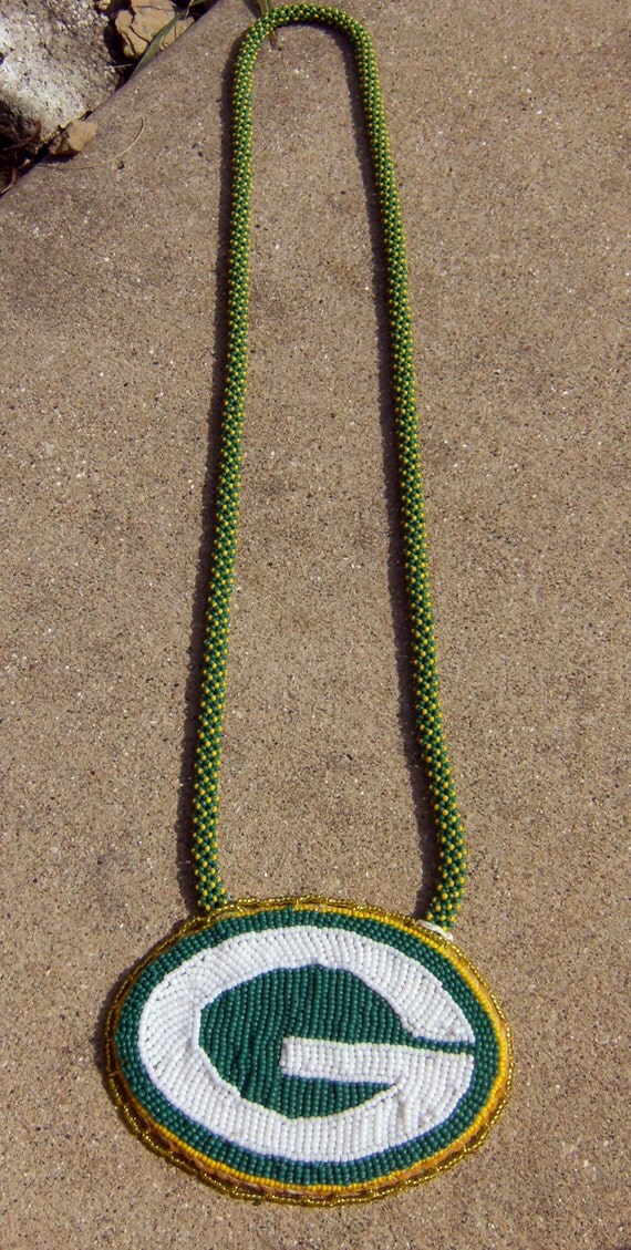 Native American style Green Bay Packers beaded medallion