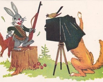 Vintage Estonian Illustration by Dementiev - 1958, Octoober