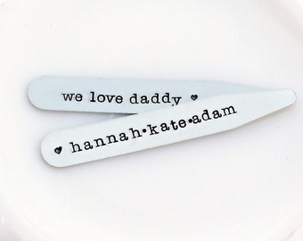 Gift Idea for Dad - Fathers Day Present - Personalized Collar Stays - Hand Stamped Collar Stays - Monogrammed Collar Stays - Gift for Men