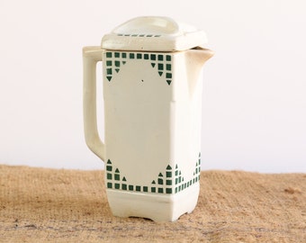 A Rustic Vintage French Earthenware Pitcher with Lid