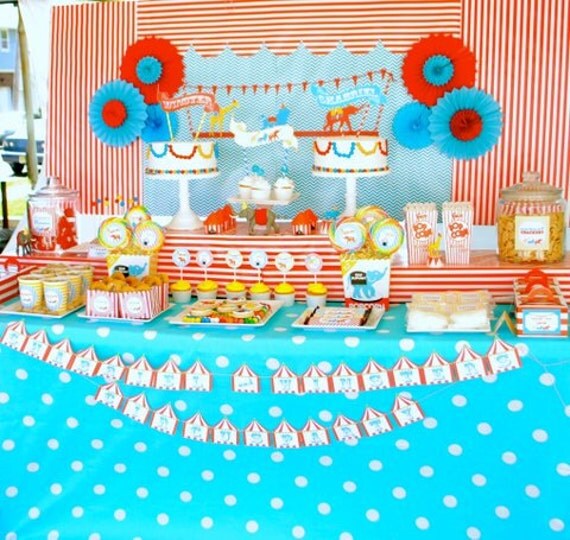 Circus Decorations- Printable Circus Party Birthday Party Decorations- Big Top Carnival Party Decorations PDF/JPEG Il_570xn