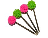 Spring Green OR Hot Pink Flower Bobby Pins