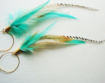 Green Feather Earrings