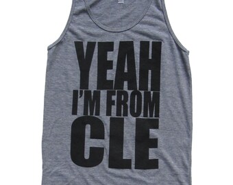 American Apparel Super SOFT Vintage Feel Unisex Tri-Blend Tank - 'Yeah I'm From CLE' on Heather Gray