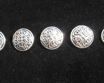 Silver tone celtic buttons x5, buttons,pewter buttons,metal buttons,celtic design,celtic items,celtic,craft,dressmaking,notions