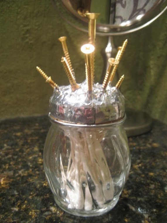 The Screw You Cotton Ball QTip Holder Glass by GrabTheBrassRing