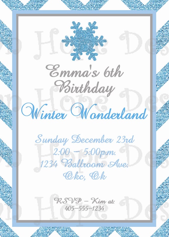 Winter Wonderland Invitation Winter Wonderland Birthday Snowflake 