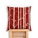Birch Forest - Organic cotton screen printed cushion cover in red.