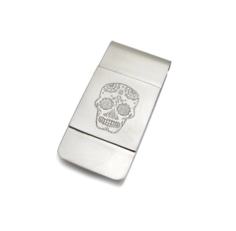 Sugar Skull Money Clip Dia de Los Muertos by leanderdambrosia