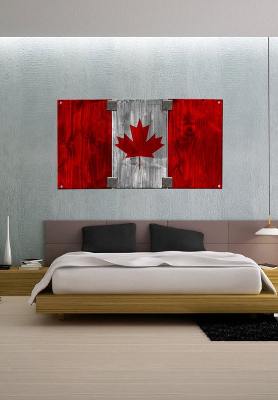 Faded Rustic Canadian Flag Landmark Vinyl Wall Decal Full