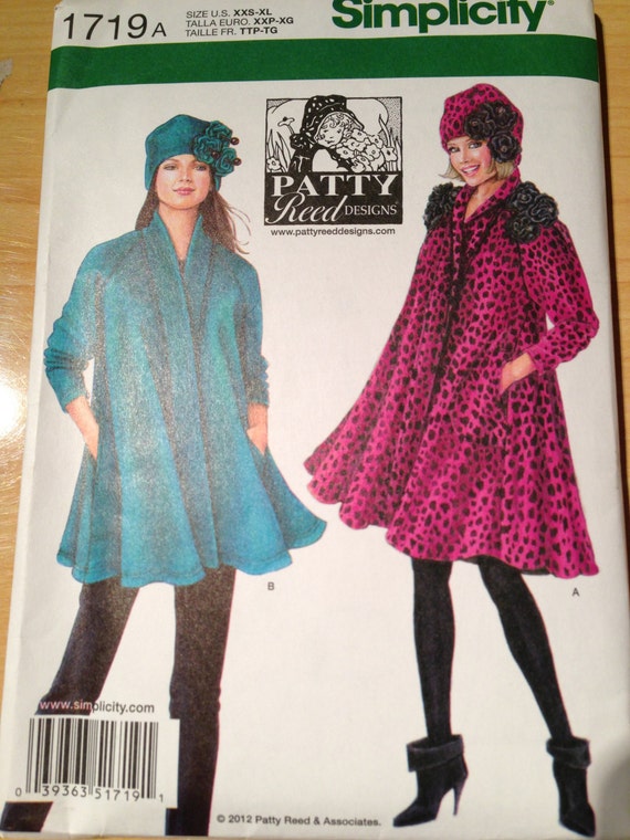 Simplicity Sewing Pattern 1719 UNCUT Misses Coat, Jacket and Hat Size Size XXS- XL