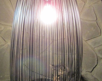 Re-purposed, hanging pendant lighting, grey black light, metal, wire