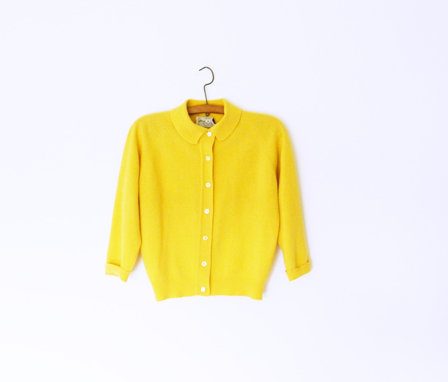 yellow cropped short sleeve cardigan