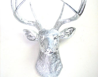 Silver Deer Head Wall Decor