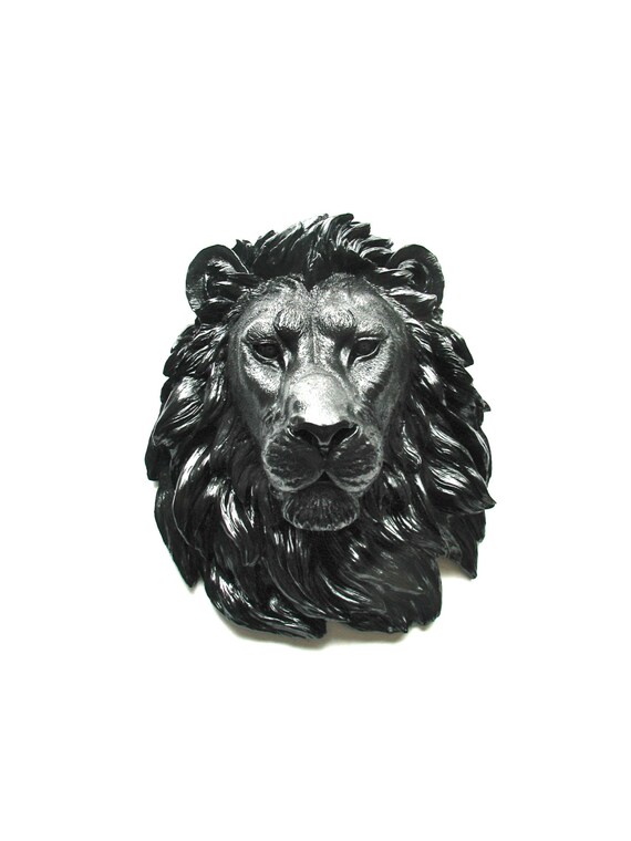 stuffed lion head wall mount