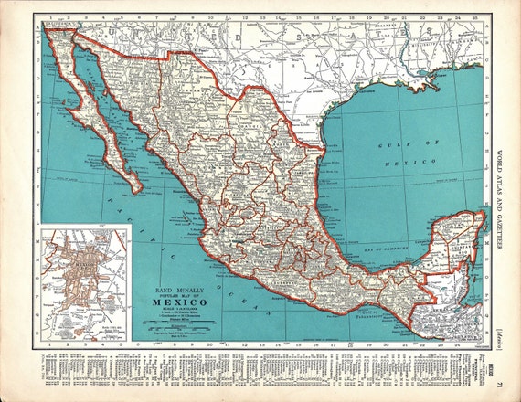 large map print mexico atlas print map decor wall decor