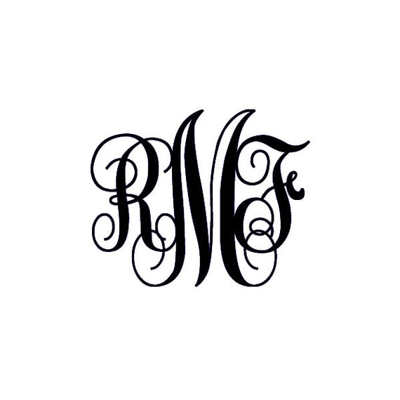 Items similar to Large Script Monogram Decal DIY Sticker (27 Color ...