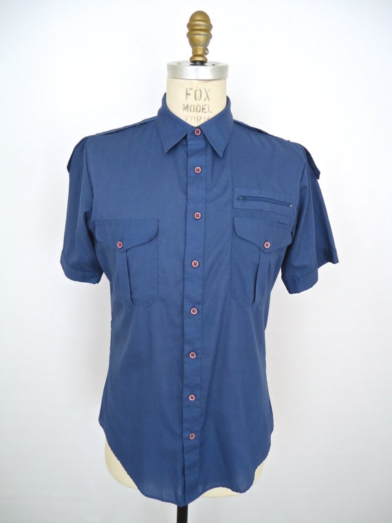 Vintage Epaulets Shirt / blue military buttondown / by CompanyMan