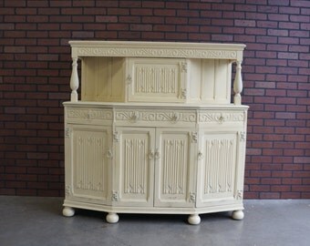 English Court Cupboard / English Buffet / Shabby Cottage Buffet / Sideboard