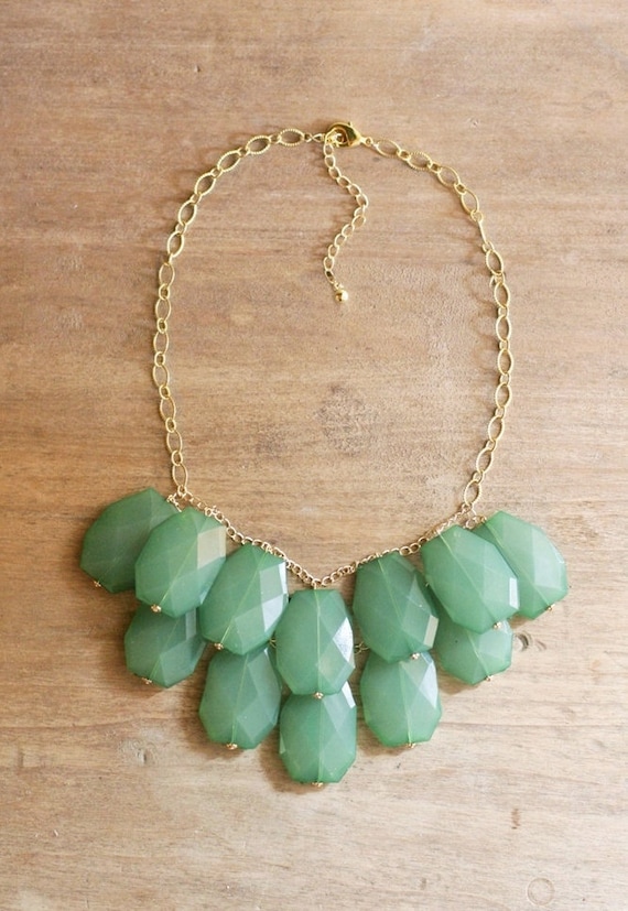Sea Green Statement Necklace Emerald Bib Necklace by ShopNestled