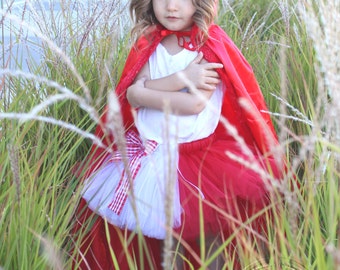 LITTLE RED RIDING Hood Costume Tutu--Custom Made Hand-Tied Ribbon Tutu Skirt, sizes Newborn-5T