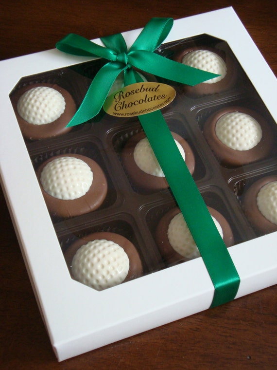 9 Piece White Box of Milk Chocolate Dipped Golf Ball Oreo