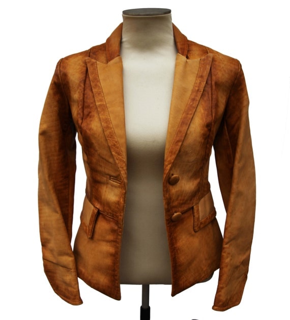 Vintage 60s Leather Jacket Womens LEATHER RANCH Butter Caramel