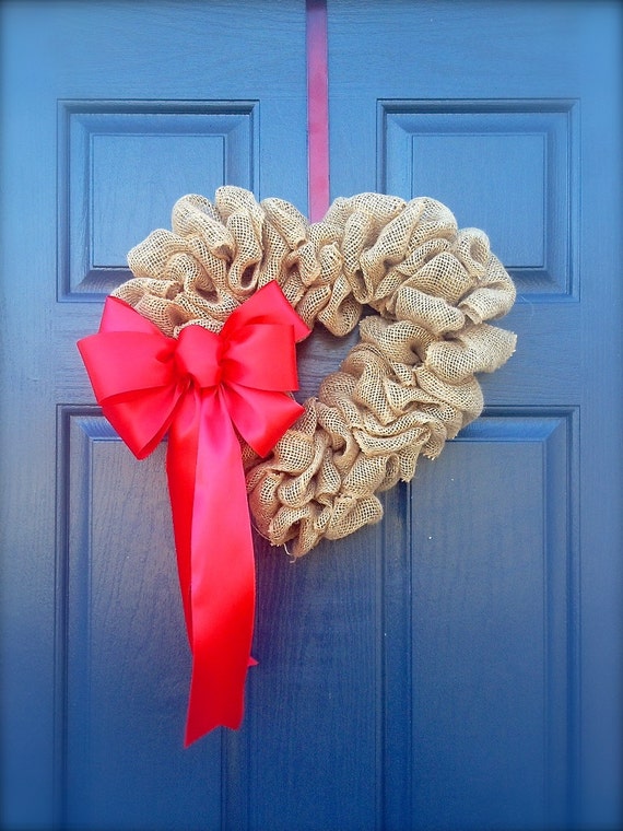 Valentine's Day Wreath Heart Wreath Burlap Heart