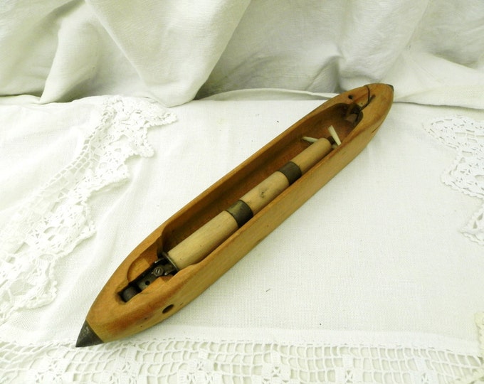 Large Antique Wooden Weaving Loom Shuttle/ French Decor / Cottage Decor / Rustic European / France/ Vintage French / Retro Home Decor /