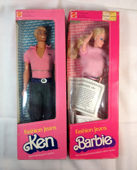 Vintage Fashion Jeans Barbie & Ken 2 Doll Set 1981 Mattel