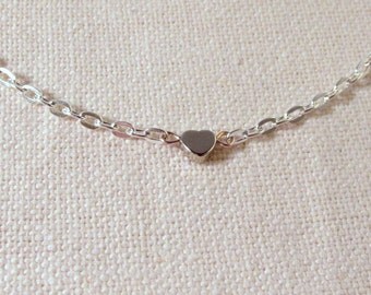Silver Heart Bracelet, Cute Dainty Bracelet, Modern Simple Jewelry