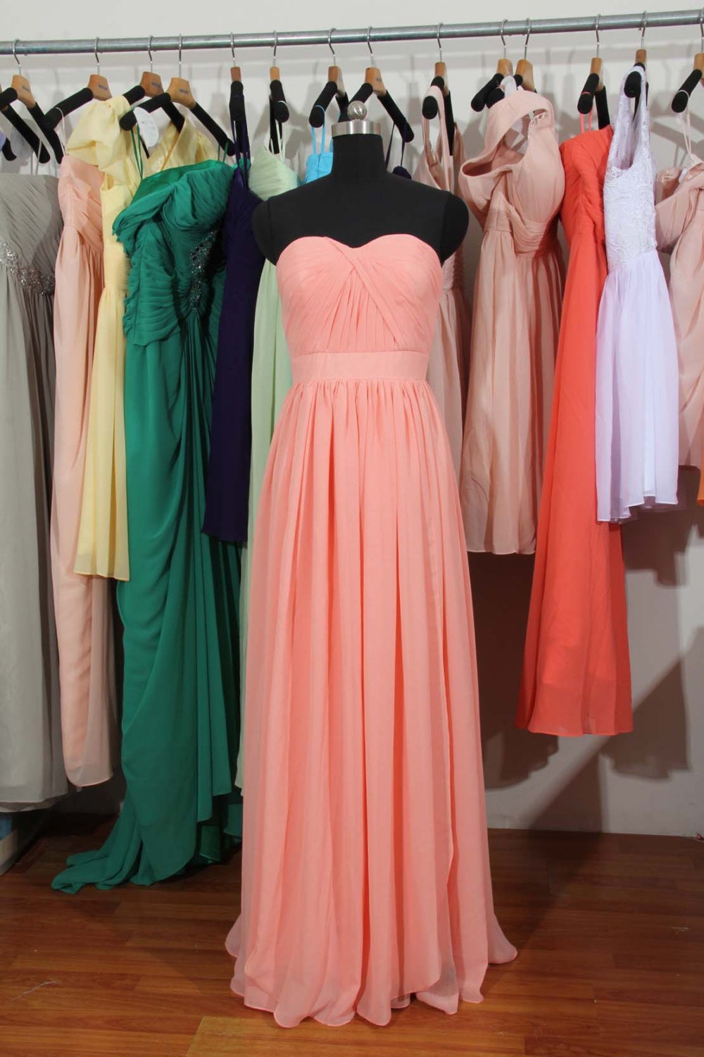  Peach  Pink  Bridesmaid  Dress  Long Peach  Pink  Convertible