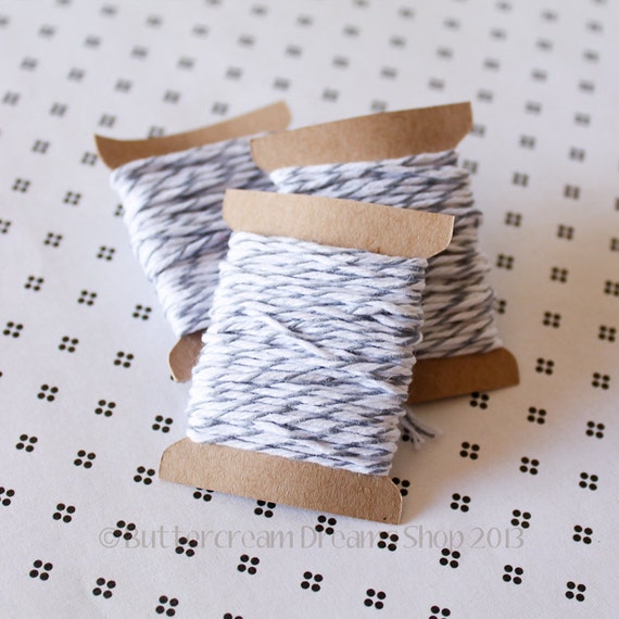 Bakers Twine - Grey / Gray - 15 Yards - 4 Ply Gray Cotton Bakers Twine for Scrapbooking Giftwrapping Cardmaking Il_570xn