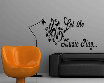 Wall Quotes Let the Music Play Removable Wall Sticker Studio Wall Decal Quote Wall Art (X82)