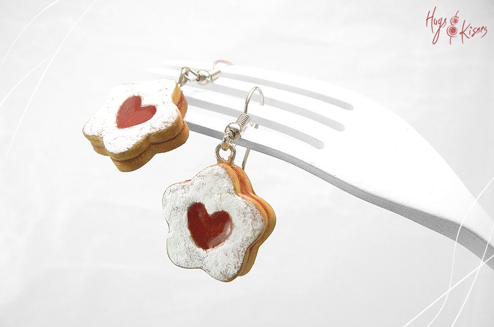 Jam Cookie Earrings Flower Cookie Jewelry Polymer Clay Food