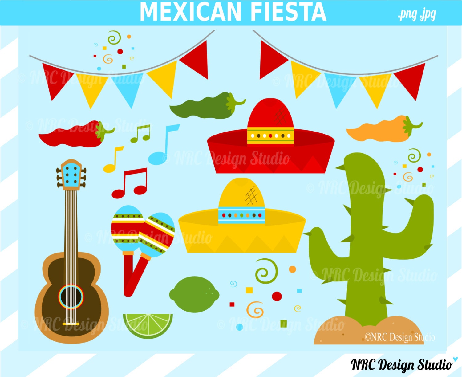 Mexican Fiesta Clip Art Cinco de Mayo Clip Art by NRCDesignStudio