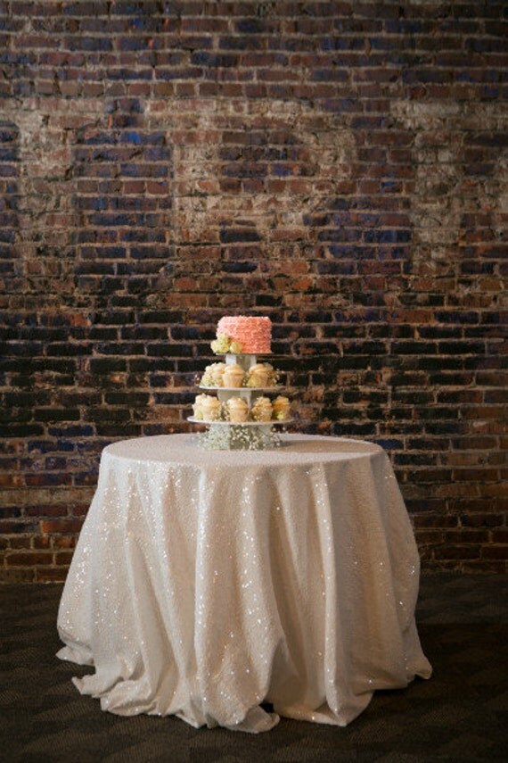 Ivory Sequin Tablecloth custom sizes available by CandyCrushEvents