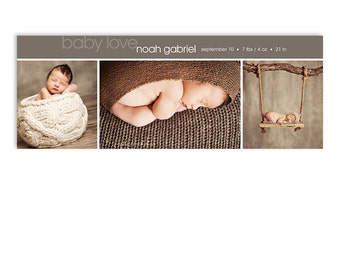 Newborn Birth Announcement Baby Facebook Timeline Cover Template - Noah - 1281