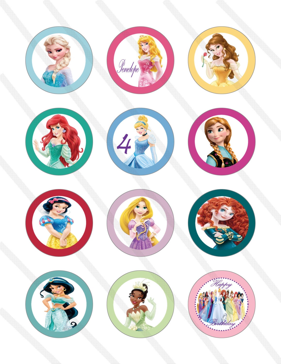 printable for birthday cake one number template Party Cupcake Toppers Princess 2 digital inch Birthday Disney